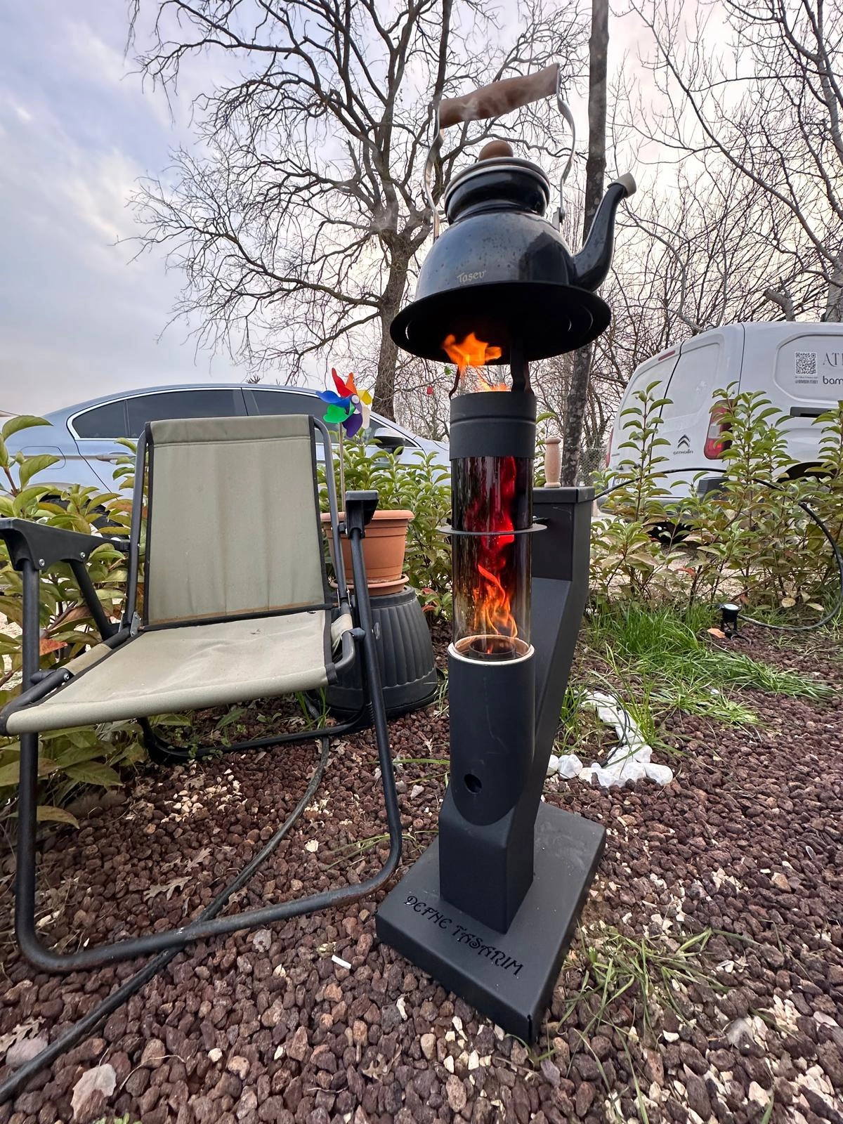 Junior Dekoratif Roket Tipi Küçük Camlı Pelet Soba